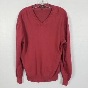 TOSCANO V-Neck 100% Cotton Pullover Sweater Sz M Maroon Grandpacore Preppy